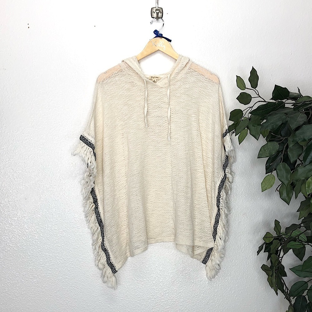 Lily White Cream Poncho With Hood